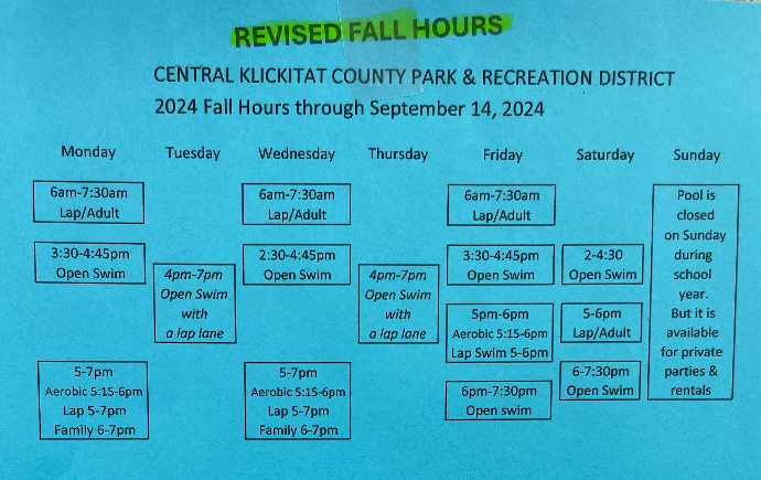 2024 Revised Fall Hours