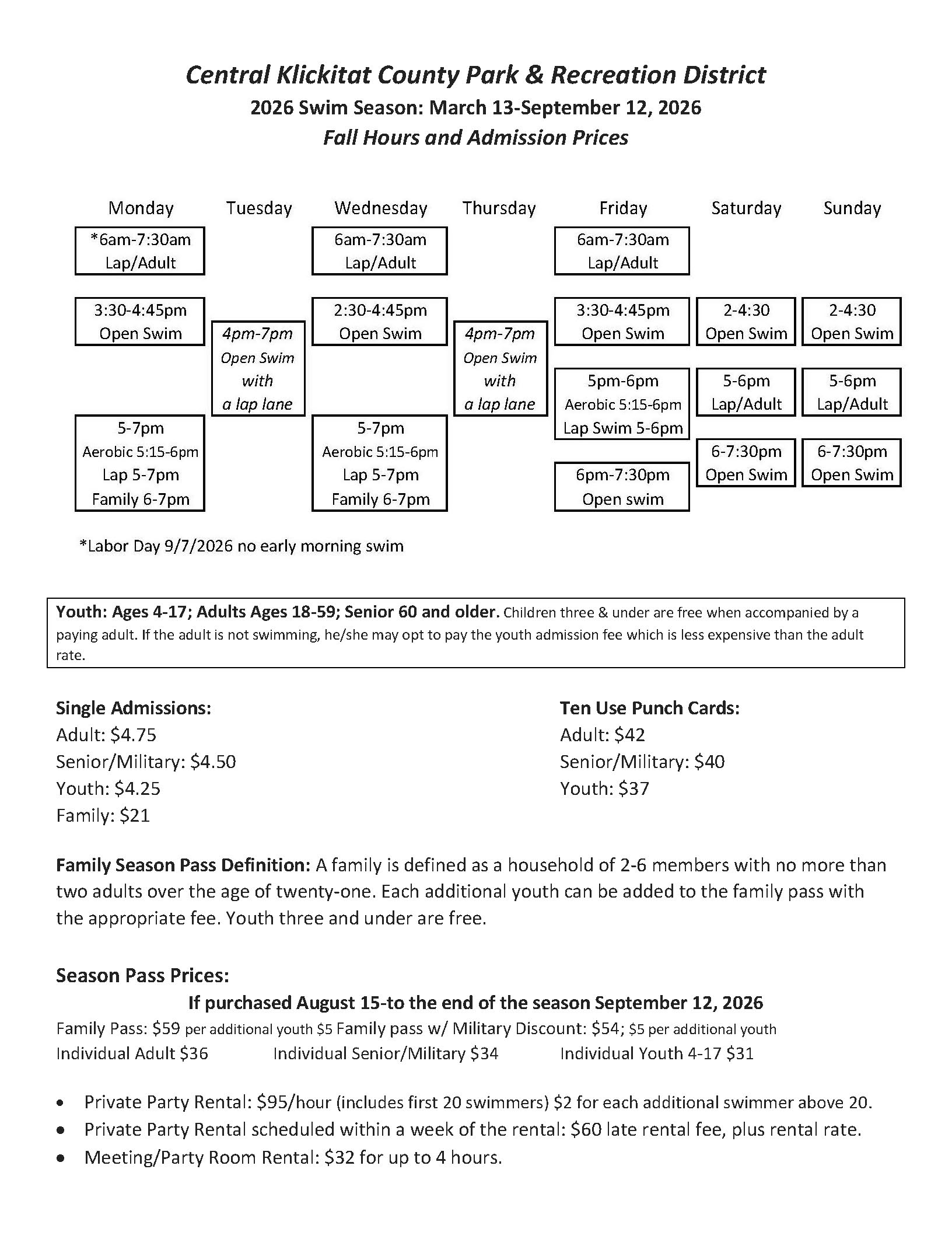 2026 Fall Pool Hours